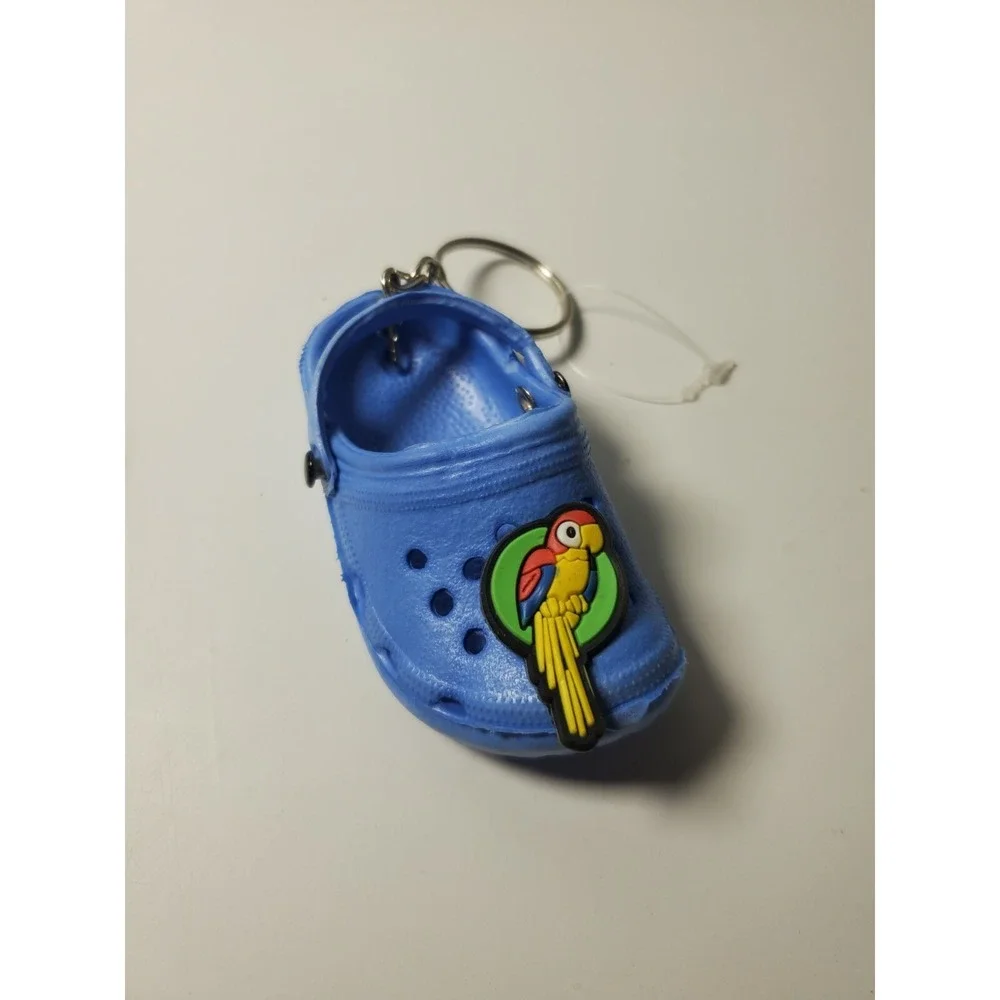 Cute Croc Style Keychain Parrot Blue Summer Fun‎ Backpack School